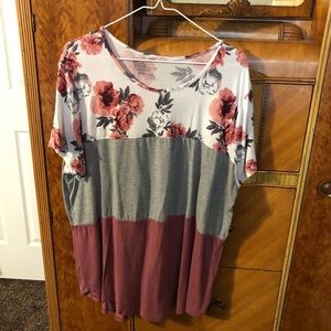 Floral Color Block Tee